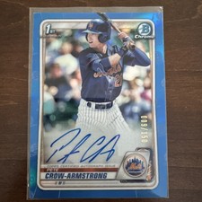 2020 Bowman Draft Pete Crow-Armstrong Chrome Auto 1st Blue Refractor #/150 Mets