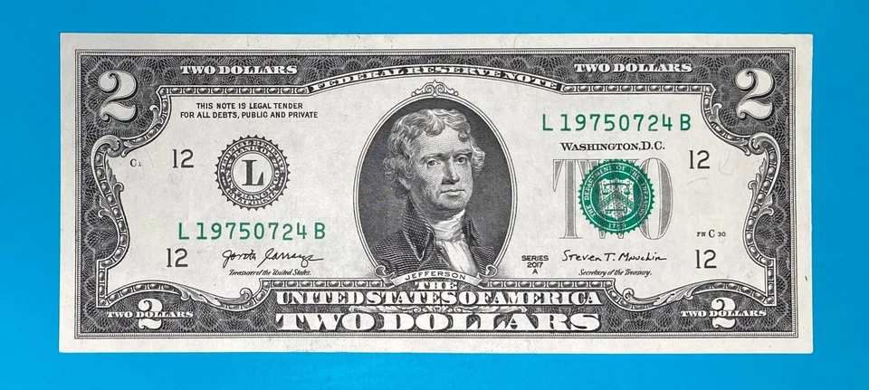 1975 July 24 (L 19750724 B) BIRTHDAY $2 Two Dollar Bill *AU* - Image 2 of 4