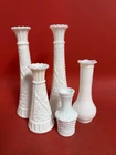 Vintage Milk Glass Bud Vases Assorted Styles Party Wedding Cottage Decor Set Of5