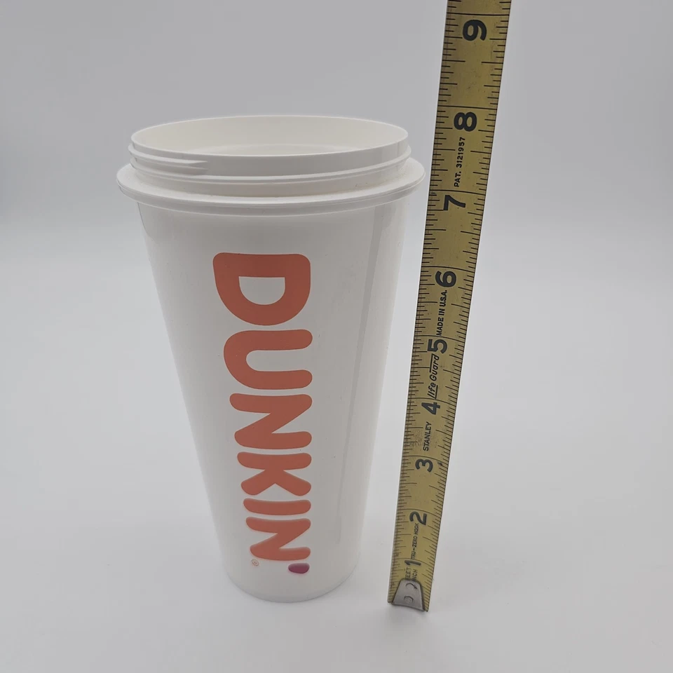 New Dunkin Donuts 16 Oz White Plastic Tumbler Coffee Cup w/Lid Collectible 2022 - Image 4 of 4