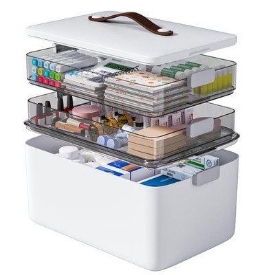 3-Tier Medicine Craft,Sewing,Art,Organizer Storage,Portable Latch Bin with Li...