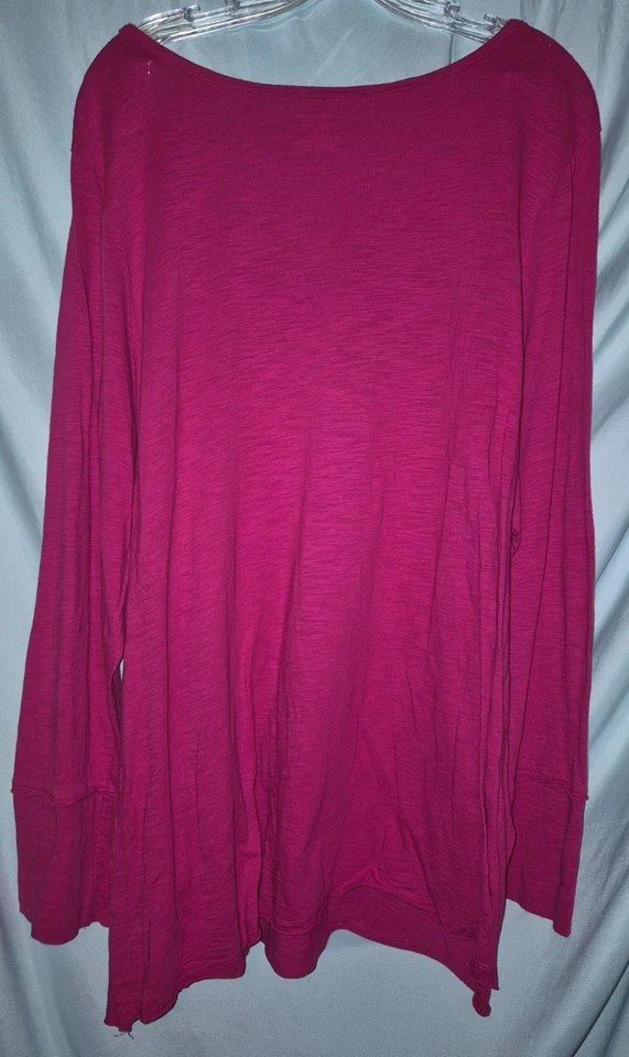 Camiseta túnica tejida elástica Lane Bryant rosa oscuro cuello redondo LS para mujer talla 22/24 3XL Foto 4 de 4