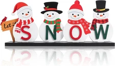 Wooden Snowman Table Centerpiece Merry Christmas Holiday Desk Farmhouse Winter