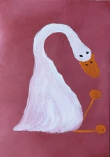 ACEO Original Painting, Goose Impressionism Art, Emmer Plaxe, Animal Abstract