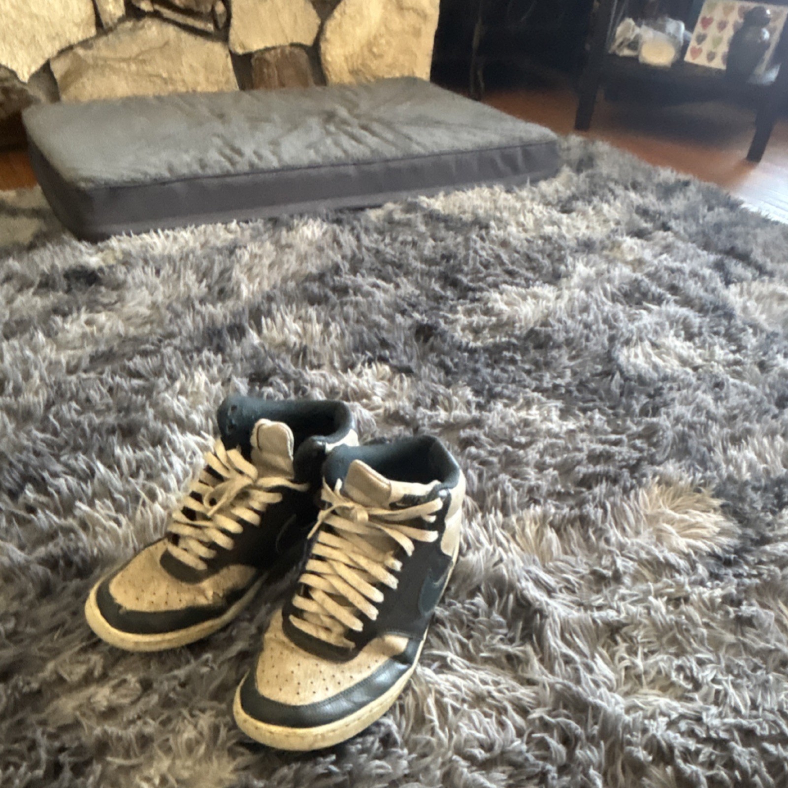 Nike High Top Colorblock Athletic Sneakers Black White Gray Lace Up Men's