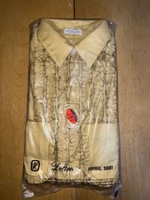 VINTAGE DEADSTOCK 1960 s DELTON RUFFLED YELLOW MUSTARD TUXEDO SHIRT WEDDING PROM