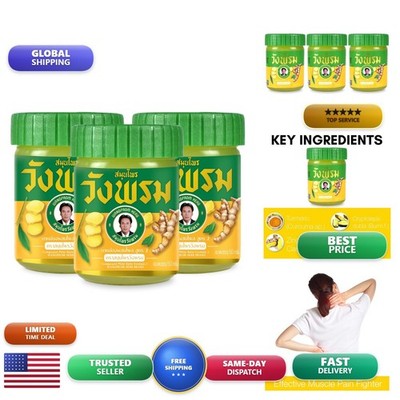 Wang Prom Pain Relief Herbal Balm 50g (3 Pack) Yellow