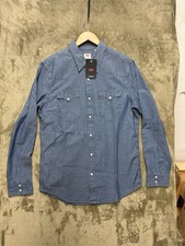 Levis Denim Pearl Snap Shirt Men Medium Blue Long Sleeve Medium Wash Stretch NWT