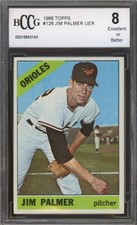 1966 Topps #126 Jim Palmer Rookie Card BGS BCCG 8 Excellent+