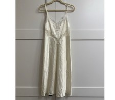 Skims Woven Shine Lace Long Dress in Ivory, Size Large
