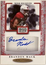 Branden Mack 2021 Sage Premier Draft Red Auto Rookie RC Temple Owls Football