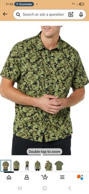 Amazon Essentials Men's Standard-Fit Short-Sleeve Two-Pocket Utility Shirt  MED