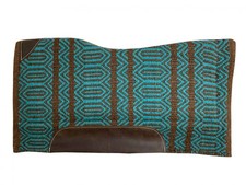 Showman 36" x 34" Teal  Brown Wool Top Memory Felt Saddle Pad