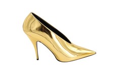 Stella Mccartney Pointed Toe Pumps In Faux Patent Leather Women Gold Size 9