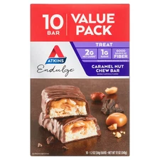Atkins Endulge Caramel Nut Chew Bar, Dessert[SS39.1] Bars, Low Sugar Bars, 10 Ct