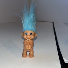 Vintage Plastic 2.5" Blue Hair Hugger Troll Doll Figure