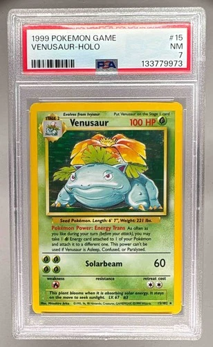 133779973 Venusaur 1999 Pokemon Unlimited #15 Rare Holo PSA 7