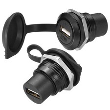 2Pcs USB2.0 Panel Mount Adapter, Female to Female Panel Mount Connector, Black