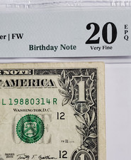 $1 Bill Series 2009 (Rookie Year) STEPHEN CURRY Birthday Note PMG - L 19880314 R
