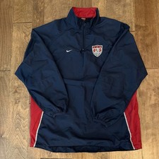 Used Nike Men's USA Soccer Rain Jacket Windbreaker Size Medium Navy Red