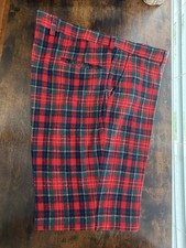 Vintage Pendleton Tartan Plaid Pleated Wool Red Pants - XL - Perf Condition