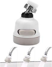 360 Degree Sink Aerator Head, Stainless Steel Silicone for Kitchen Home White 