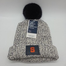 NEW Love Your Melon Pom Beanie Hat Gray Black Natural Knit LYM LoveKnit S Logo