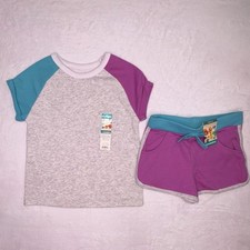 Girls Toddler 5T Purple Teal Garanimals Tee Shorts Matching Set NWT