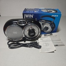 JWIN JX-M18 Portable AM FM Weather Radio. TV Channel HTF Black Model Travel Size