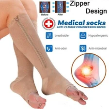 3 Pairs Toeless Compression Socks for Men Women Wide Calf Knee High 20-30mmHg