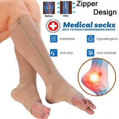 1/3 Pair Open Toe Stockings for Women Men Medical Compression Socks S/M, L/XL
