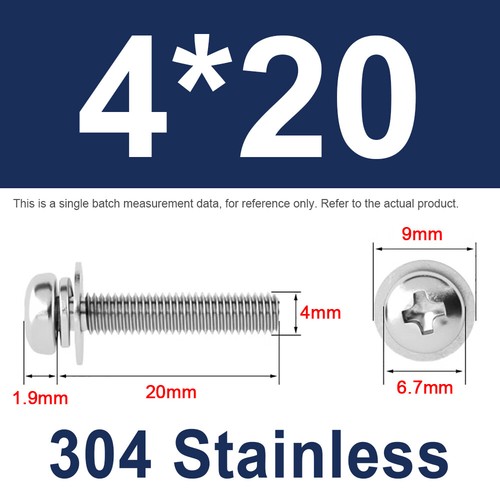 M2 - M10 304 Stainless Phillips Pan Head Screws with Flat and Split Lock Washers - Picture 54 of 98