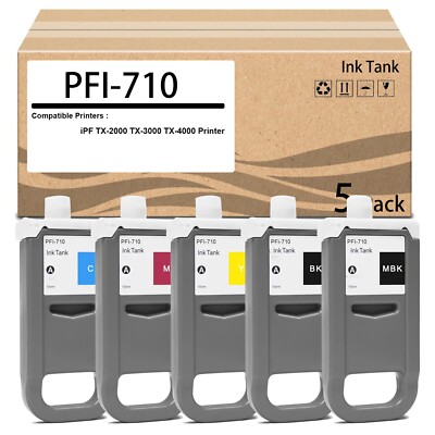 5 Pack PFI-710 PFI710 Ink Tank PFI710MBK PFI710BK PFI710C PFI710M PFI710Y