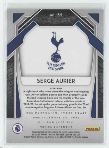 Panini Prizm Premier League 2020 Serge Aurier rojo blanco azul Prizm Tottenham - Imagen 2 de 2