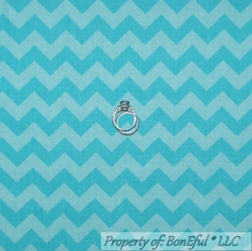 BonEful Fabric Cotton Quilt Aqua Teal Blue Chevron Turquoise STRIPE BOHO 1 SCRAP