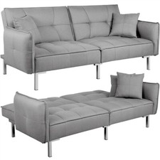 Convertible Sleeper Sofa Bed Sectional Futon Sofa Pull Out Adjustable Couch Gray