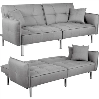 TOPEAKMART Convertible Sleeper Sofa Bed Sectional Futon Sofa Pull Out Adjustable Couch Gray