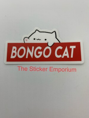 Bongo White Cat Sticker ~ Water Bottle ~ Laptop ~ Tumbler ~ Vinyl Decal