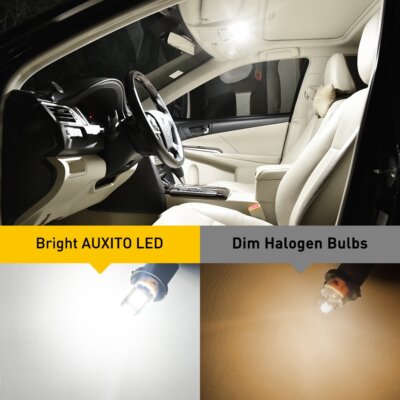 10 Pack AUXITO Super Bright LED Bulbs For Car Interior Dome Map License Plate Lights – 6000K Cool White, CANBUS Ready, 194/168/T10 Fit
