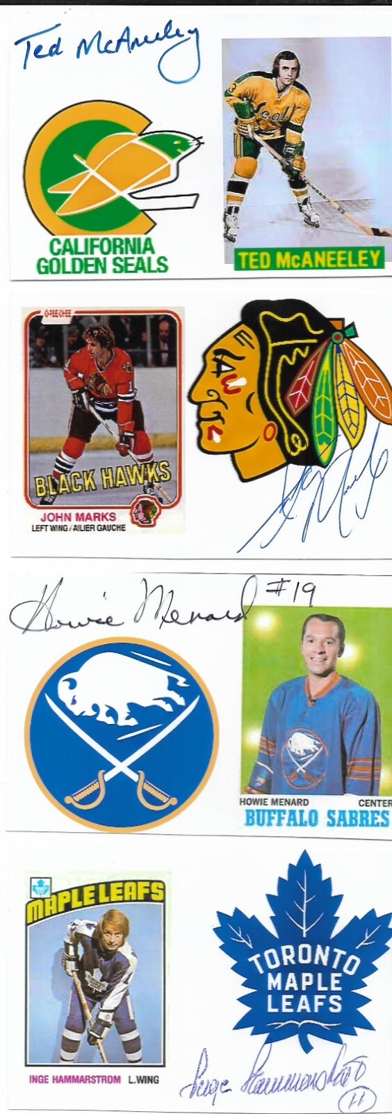4 PLAYERS (see DESCRIPTION Below for NAMES) Autograph 2X3 Hockey Index
