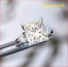 Princess Cut 3.24CT Lab-Created Diamond VVS1 Wedding Ring 14K White Gold Finish