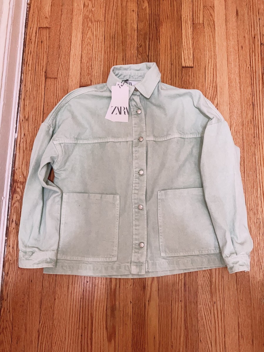 ZARA OVERSIZED DENIM OVERSHIRT Mint Size XS $50 NWT
