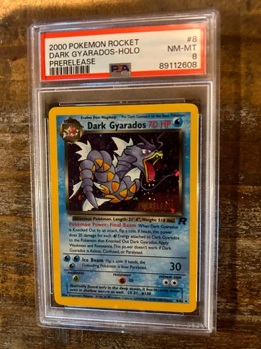 POKEMON 2000 Rocket DARK GYARADOS Holo PRERELEASE #8 PSA 8 RARE