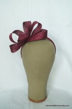 Plum Sinamay Headband Fascinator Melbourne Cup Race Derby Wedding Guest