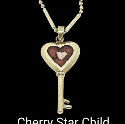 Sterling silver pink purple key pendant on 925 dash dot chain necklace