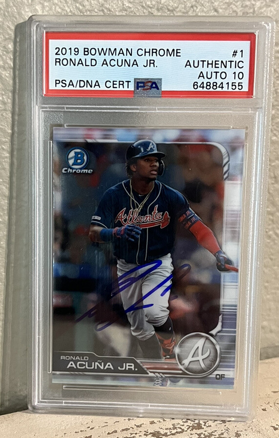 Ronald Acuna Jr. Atlanta Braves Ronald Acuna PSA Authentic Auto 10 On Card 