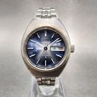 Seiko Automatic Watch Women 24mm Blue Dial Silver Tone Daydate 2706-0200 Runs
