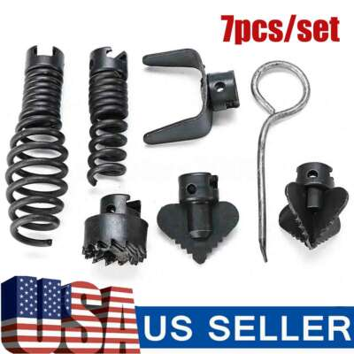 #ad #ad 7 Piece Cutter Set Drain Cleaner Plumbing Snake Tool Cable Auger Clog Sewer Pipe $9.55