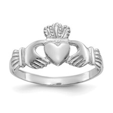 14k White Gold Claddagh Ring Gift For Womens Size 6.5