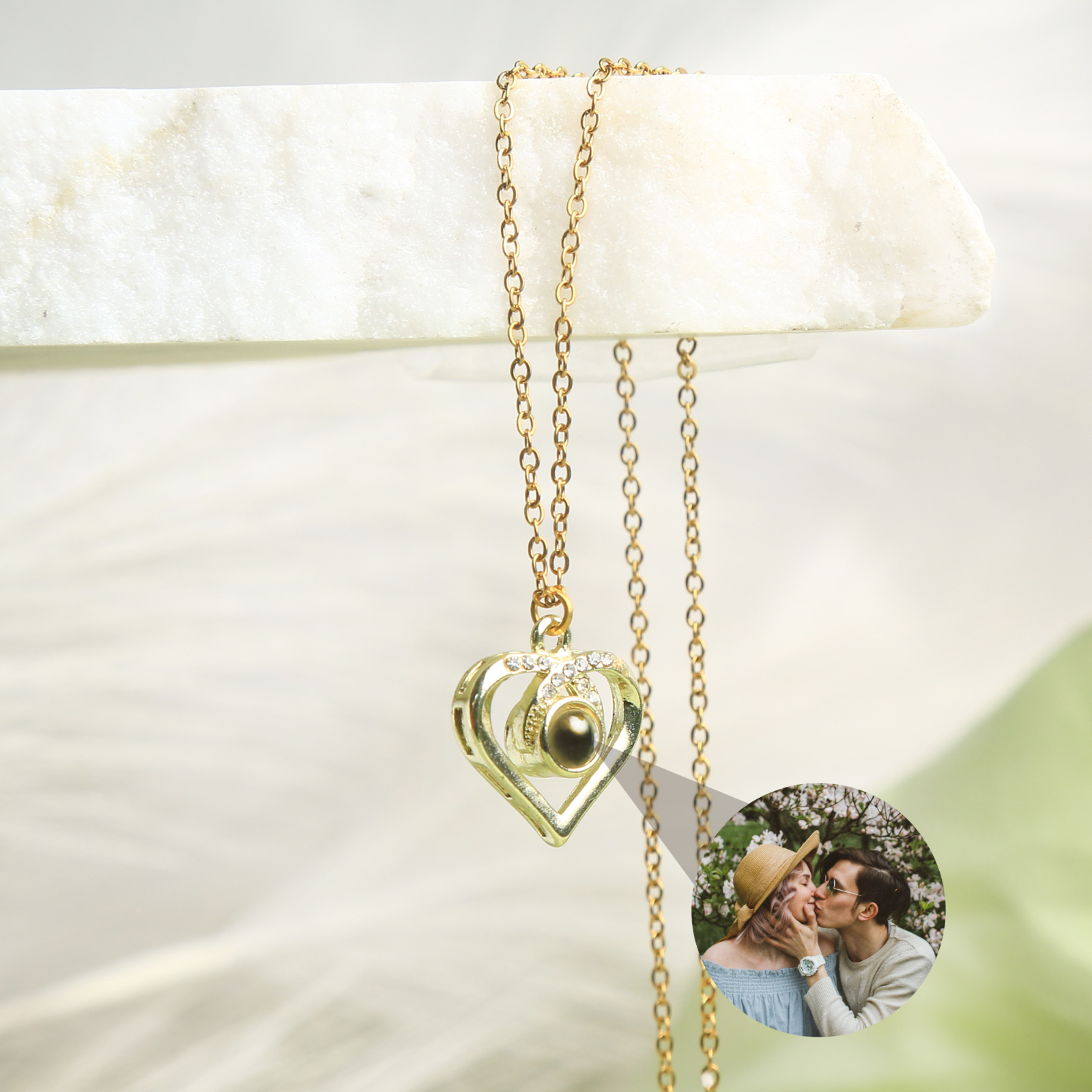 Heart Photo Projection Necklace • Wedding Gift for Sister • Memorial Pet Loss